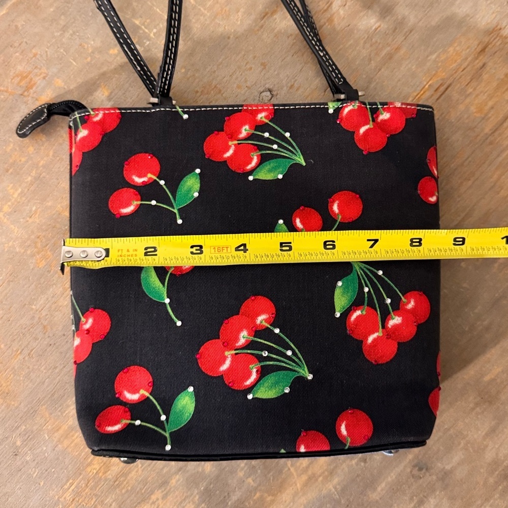 Y2K Black Cherry Rhinestone Mini Tote Bag - Picture 6 of 8